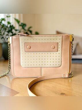 Danielle Nicole Nude Crossbody Bag, Removable Strap, Converts to Clutch, 10.5" W
